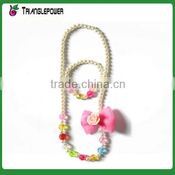 Candy Colorful Beaded Necklace Bracelet Set With Silk Flower for Kids photo-6