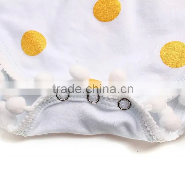 Plain White Baby Rompers White and Yellow Spot Rompers Baby Girls Rompers Jumpsuits photo-5