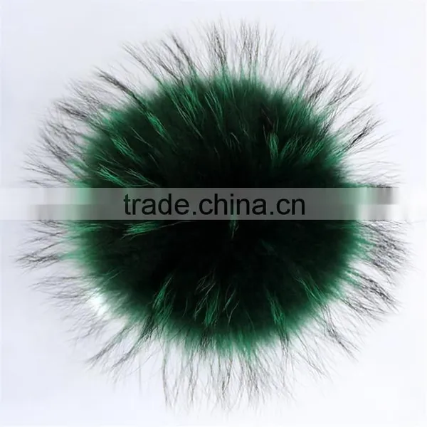 2016/2017 Fluffy 13cm Colorful Raccoon Fur Pom Poms for Beanie Hats/with Keychain photo-5