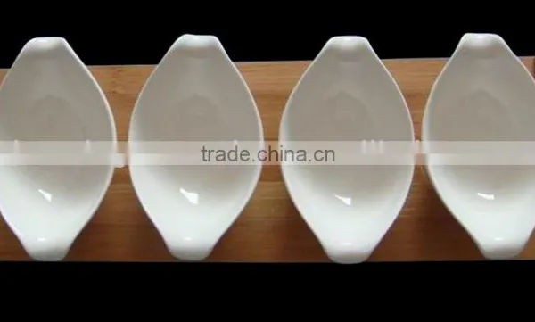 HM0010-7802 Durable Porcelain Seasoning Bowl and Wood Tray