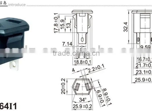 ac Power Socket With Fuse,Dc Adapter Connector,pure Copper With Gold Plated RCA Connector photo-2