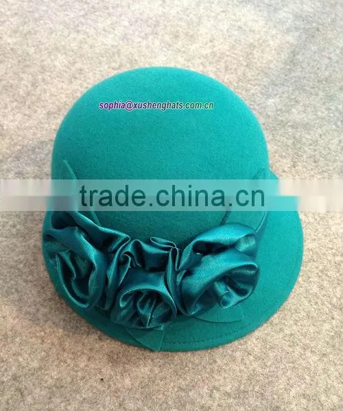 2014 Fashion Ladies Wool Felt Bucket Hat/ Wedding and Church Hats photo-2