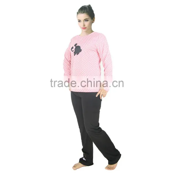 Kevince Women Interlock Pyjamas Flock Print Knitting 1000pcs up OEM Factory Directly photo-3