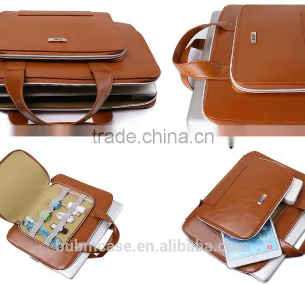Fashionable PU Leather BUBM BROWN Waterproof Solid Color Tablet Computer Sleeve Case photo-6