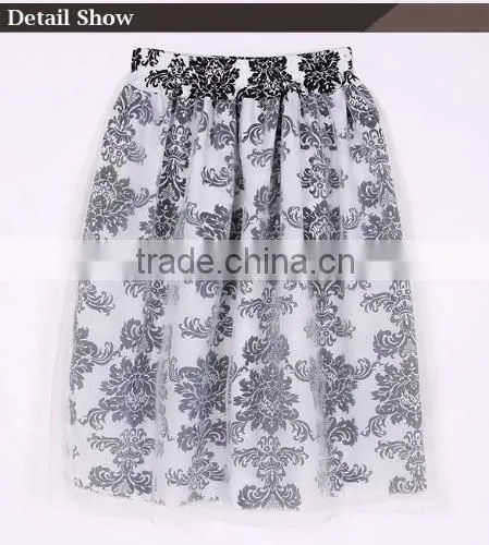 Elegant Ladies Women Retro High Waist Lined Casual Organza Skirt photo-3
