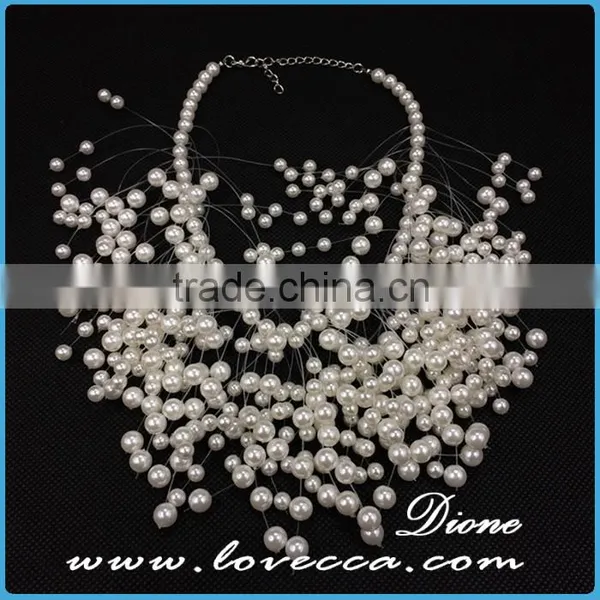 New Fashion Classy Lady White Exaggerate Pear Beaded Choker Necklace Product photo-4