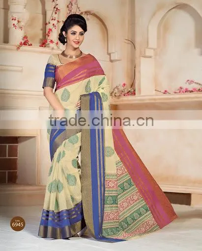 Blue Cotton Silk Saree photo-6