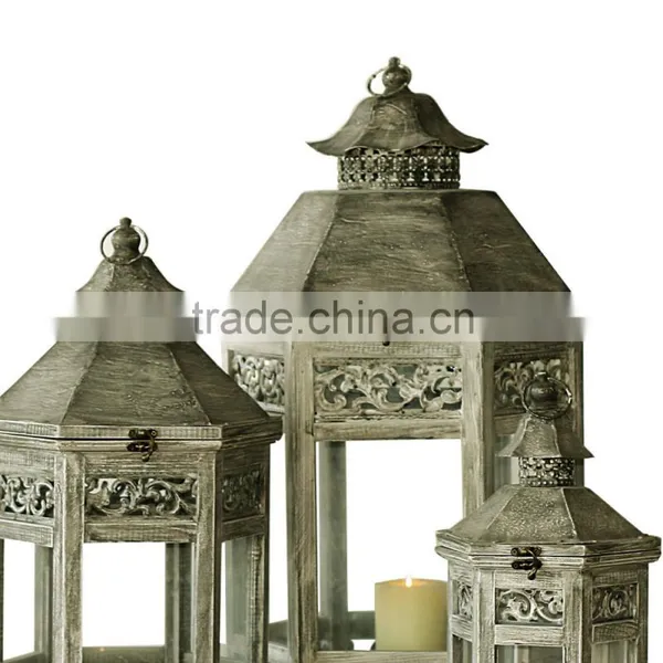 Decorative Wood Lantern European Style Antique Finish Set of 3 Indoor/outdoor photo-3