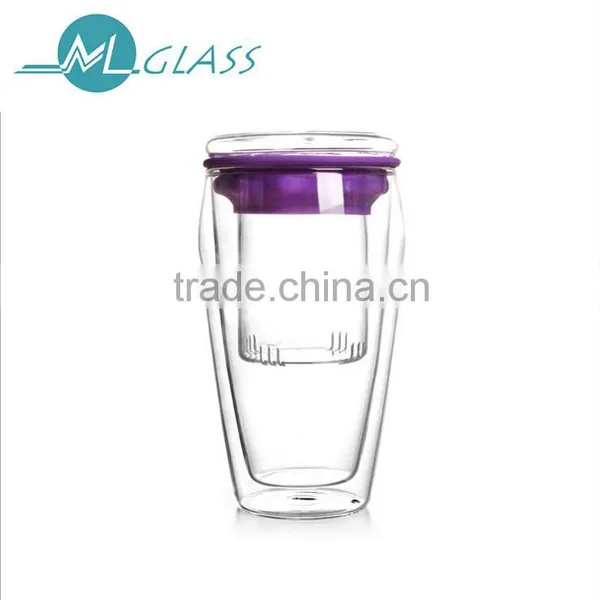 Portable Double Wall Glass Tea Infuser Bottle With Tea Strainer photo-6