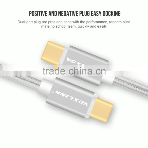 Voxlink 1m TYPE-C Male to Male Mobile Phone Data Cable Charging Cable Nylon Braided Metal Wire Type C to Type C Cable photo-6