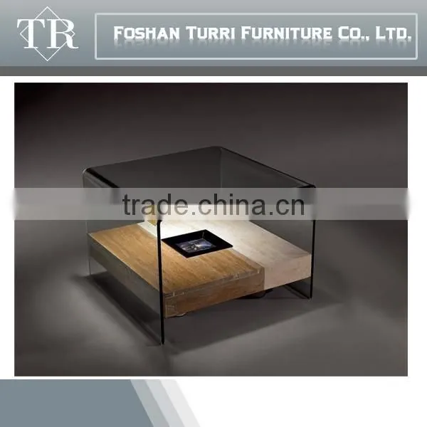 Modern Travertine With Movable Glass Surface Tea Table photo-6