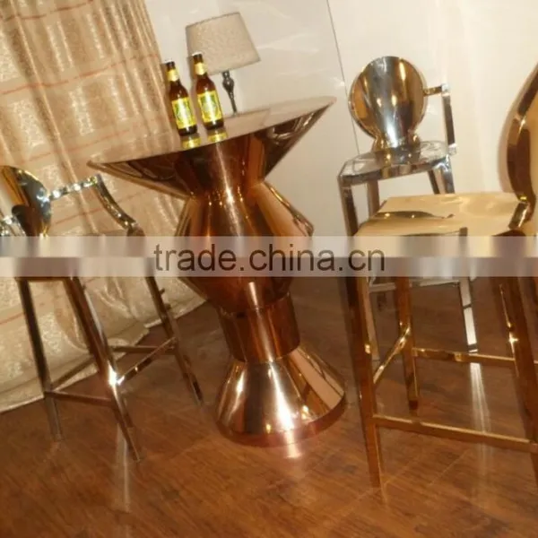 BT9001 Gold Bar Table and Bar Chair Used