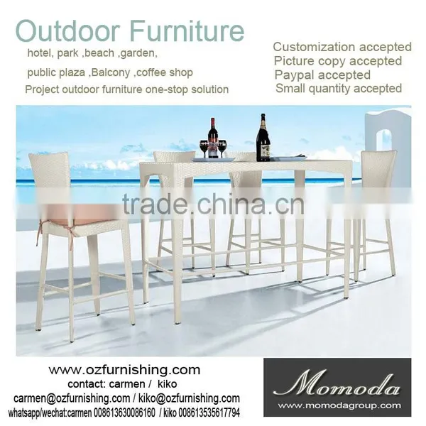 9137 Outdoor Furniture Wicker Chair High Table High Chair Rattan Bar Set