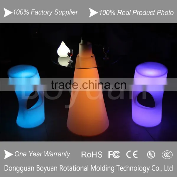 Glowing High Top Funnel Shape Glass Cocktail Table With Led Light photo-3