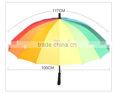 27" Golf Rainbow 24ribs Umbrella in Pongee Fabric Umbrella to South America photo-4