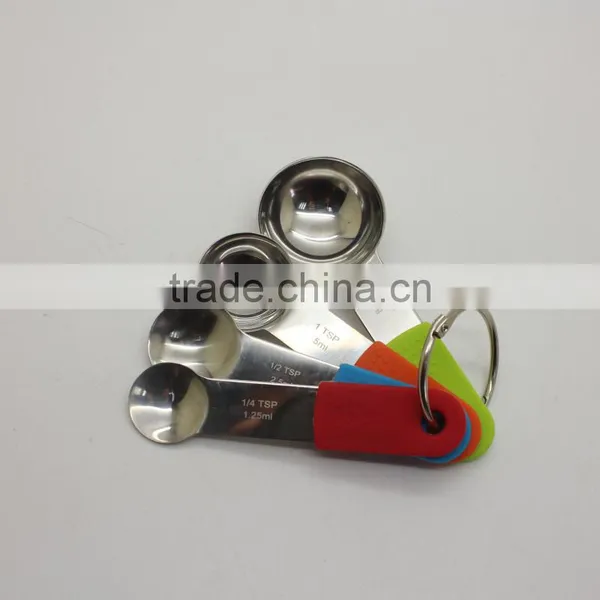 Stainless Steel Measuring Spoon Set Covered Silicone Handle photo-4