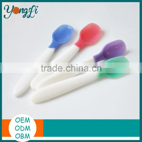 Newest Soft Tip Color Changing Heat Rubber Baby Fork Spoon photo-2