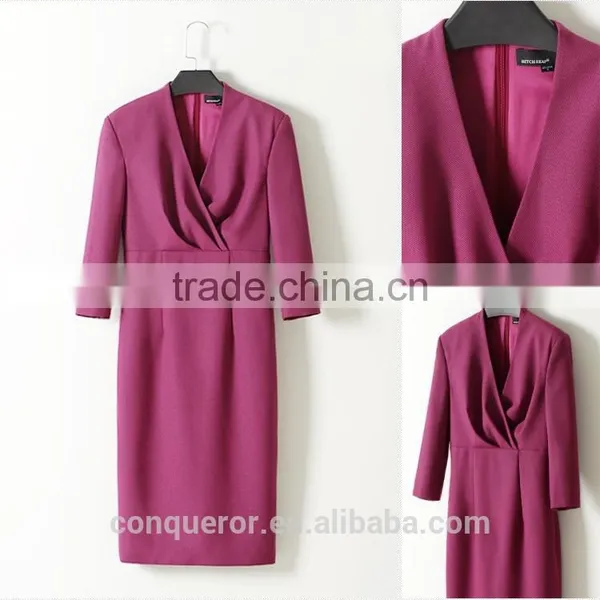 Fashion Design Slim Fit Office Ladies Formal Dress Half Sleeve Dress photo-4