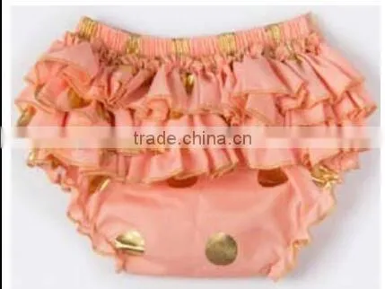 2016 China Wholesale Gold Polka Dot Baby Bloomer With Ruffle for Baby Kids photo-2