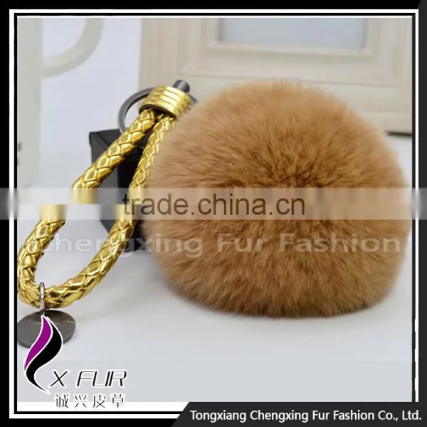 CX-R-24 Rabbit Fur Pom Pom Promotional Gift Fur Ball Keychain Mobile Phone Strap photo-6