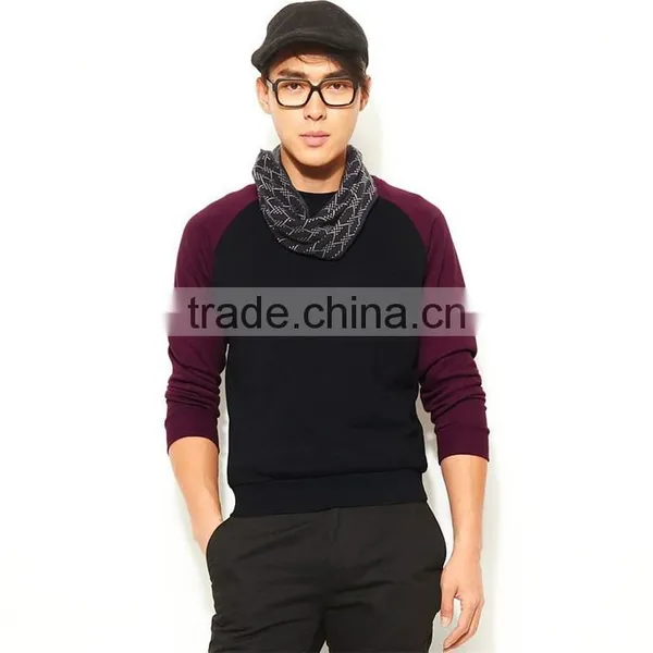 Red and Black Blank Raglan Sweatshirts Men's Hoodies & Sweatshirts