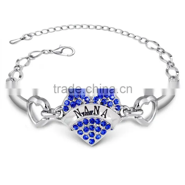 White Heart Rhinstone Hope Bracelet Personal Custom Logo Hope Bracelet for 2016 Promotion Gitfs photo-3