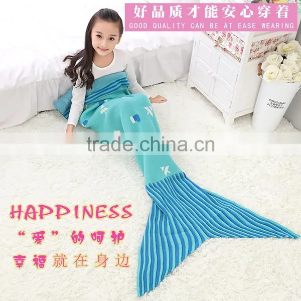 Mermaid Tail Blanket Crochet and Mermaid Blanket for Adult Blue Super Soft All Seasons Sleeping Blankets photo-2