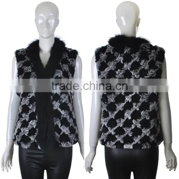 YR285 Knitted Rabbit Fur With Raccoon Collar/Hot Sale New Sytle 2016 photo-2