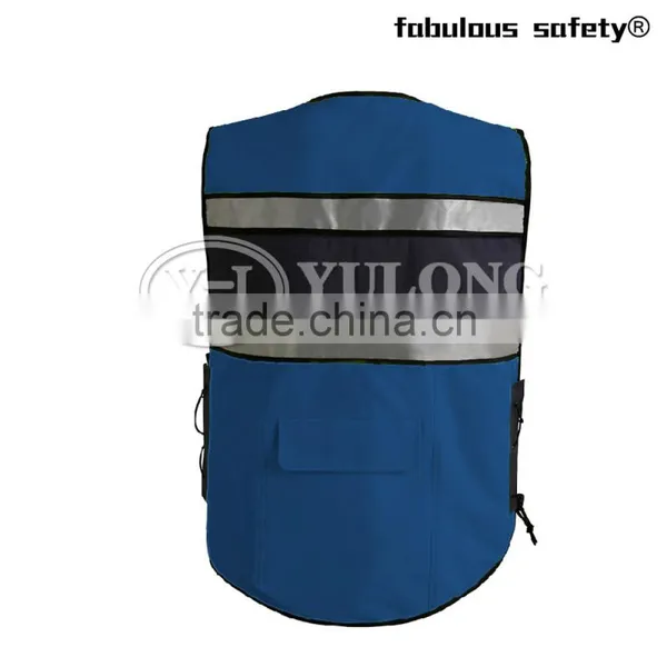 Wholesale China Cheap Polyester Cotton Reflective Blue Safety Vest photo-2