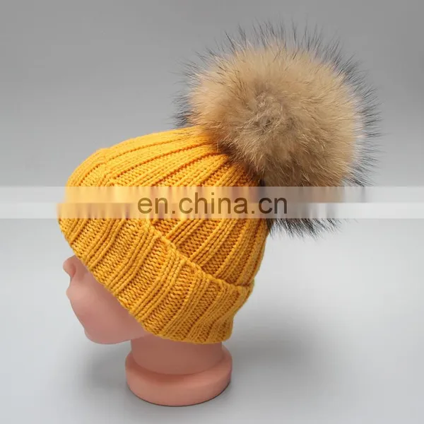 Wholesale Plan White Knitting Beanie Hat For Child With Fur Ball Baby Hat photo-3