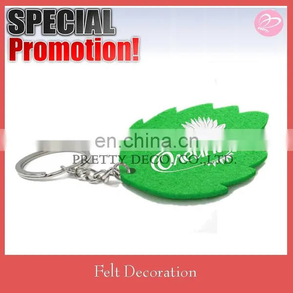Leaf shaped felt promotional keychain