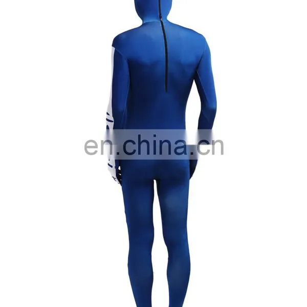 Blue & White Skeleton Nude Suit Tight Zentai Body Spandex Stretch Mens Jumpsuit Adult photo-5