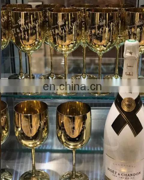Golden Acrylic/Plastic Moet Champagne Glasses photo-3