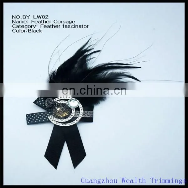 All Black Feather Fascinator/feather Corsage