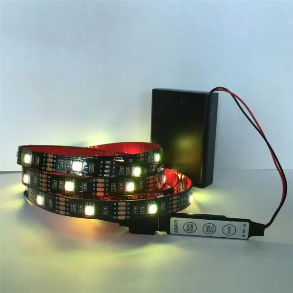 Battery Powered 5050 RGB LED Strip Light RGB 1M , IP20 / IP65 With Mini 3keys RGB Controller / 17Keys RGB Remote Control photo-5