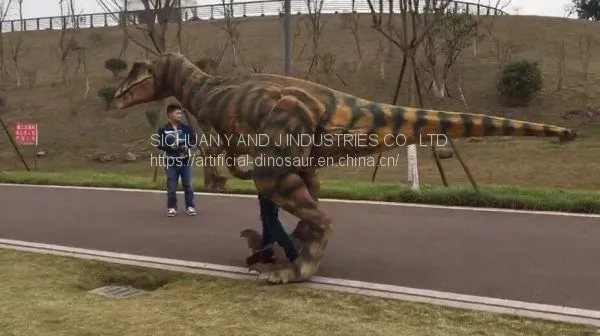 Adult walking human-controlled dinosaur costume