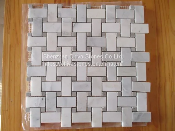 Laminated Natural White Marble Mosaic Tiles for Kitchen Bathroom Wall Border 3D Mosaic photo-2