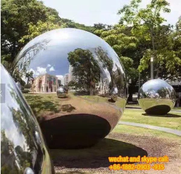 Abstract Stainless Steel Sculpture Stainless Steel Mirror Spherical Sculpture photo-3