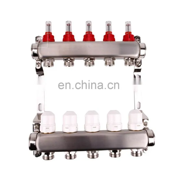 PEX Stainless Steel Radiant Underfloor Heating Flow Meter Manifold for 1/2" PEX