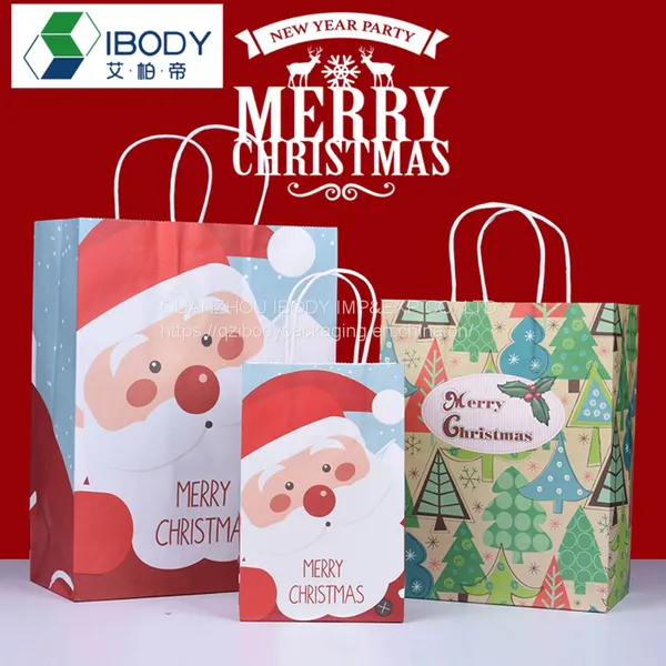 Wholesale Custom Logo Printing Recycled Reusable Food Takeaway Groceries Christmas Party Gift White Kraft Paper Bag photo-4