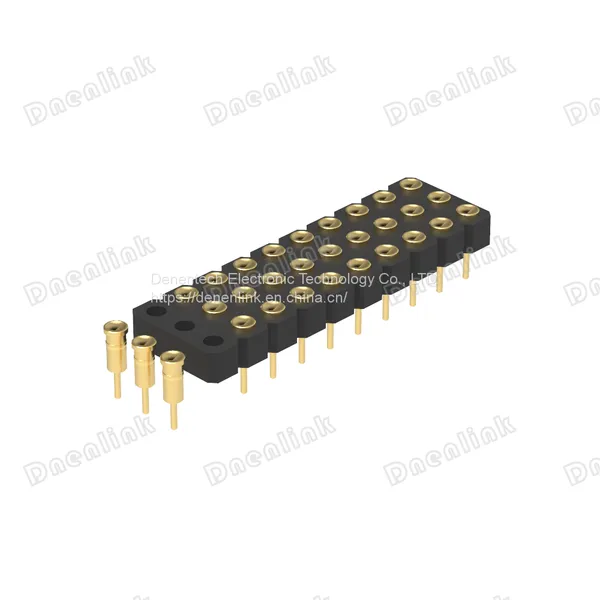 Dnenlink 3.00mm Pitch Triple Row H2.5mm Concave Contact Straight Female Header SMT Type PogoPin Header photo-2