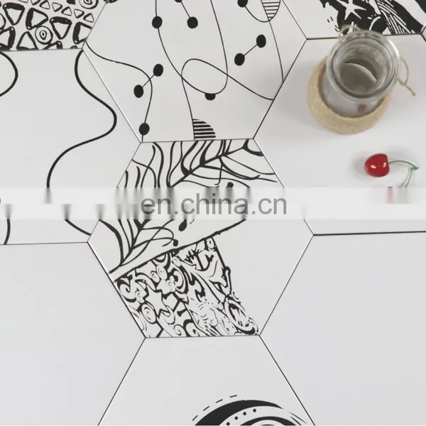 Black and White Van Gogh Plants Art Hexagonal Brick 200 * 230 Nordic Simple Wind Background Wall Decorative Brick photo-3