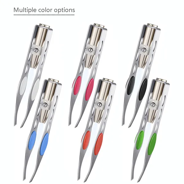 LED Light Stainless Steel Eyebrow Beauty Tweezers for Men and Women Tweezering photo-2
