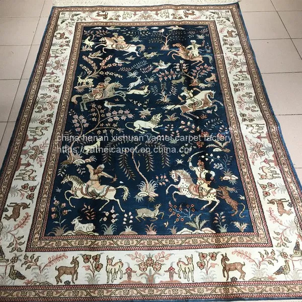 Yamei Lagend Hunting Scenery Handmade Silk Persian Rug and Tapestry for Sale photo-4