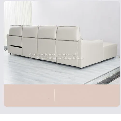 New Designer Italian Corner L-Shaped Sofa Electric Function Rear Lying Headrest Adjustable Sofa Combination photo-5