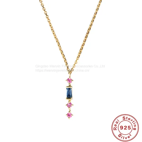 S925 Sterling Silver Long Quality Zircon Collar Chain