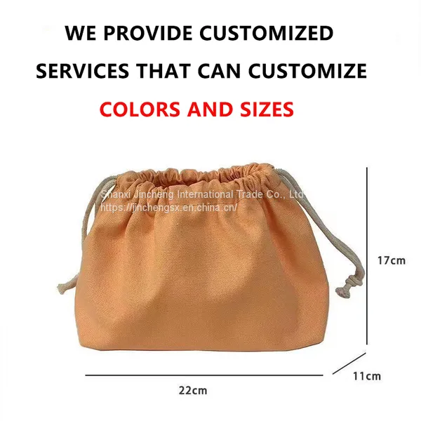 Custom Logo Size Printed Small Eco Friendly Double Sided Packaging Cotton Linen Drawstring Bag photo-2