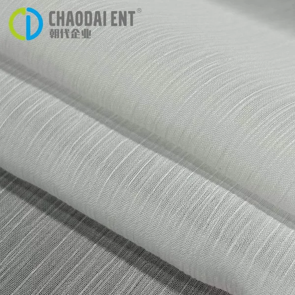 Sheer Soft White Dyeing 100%RPET White Chiffon Fabric for Clothing Dress photo-3