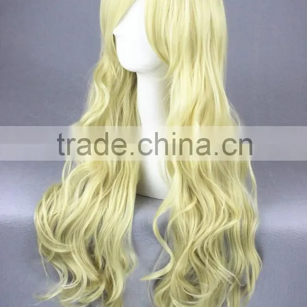High Quality 80cm Long Wave K-ON!-Kotobuki Tsumugi Light Gold Synthetic Anime Wig Cosplay Hair Wig Party Wig photo-4