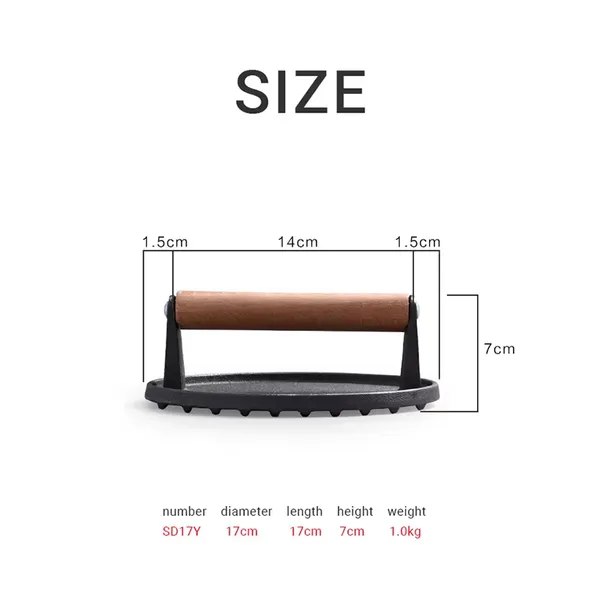 Hot Sale Smash Burger Press Kit, Round & Rectangle Meat Press for Griddle, Cast Iron Grill Press With Upgrade Wooden Handle photo-2